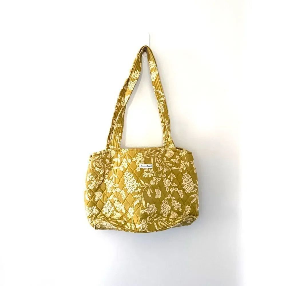 Maggie Brown Quilted Floral Tote Bag
